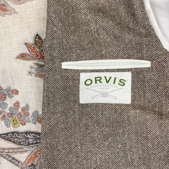 ORVIS Mens Tan Silk Viscose 3 Button Sport Coat Blazer 42R - Picture 5 of 12